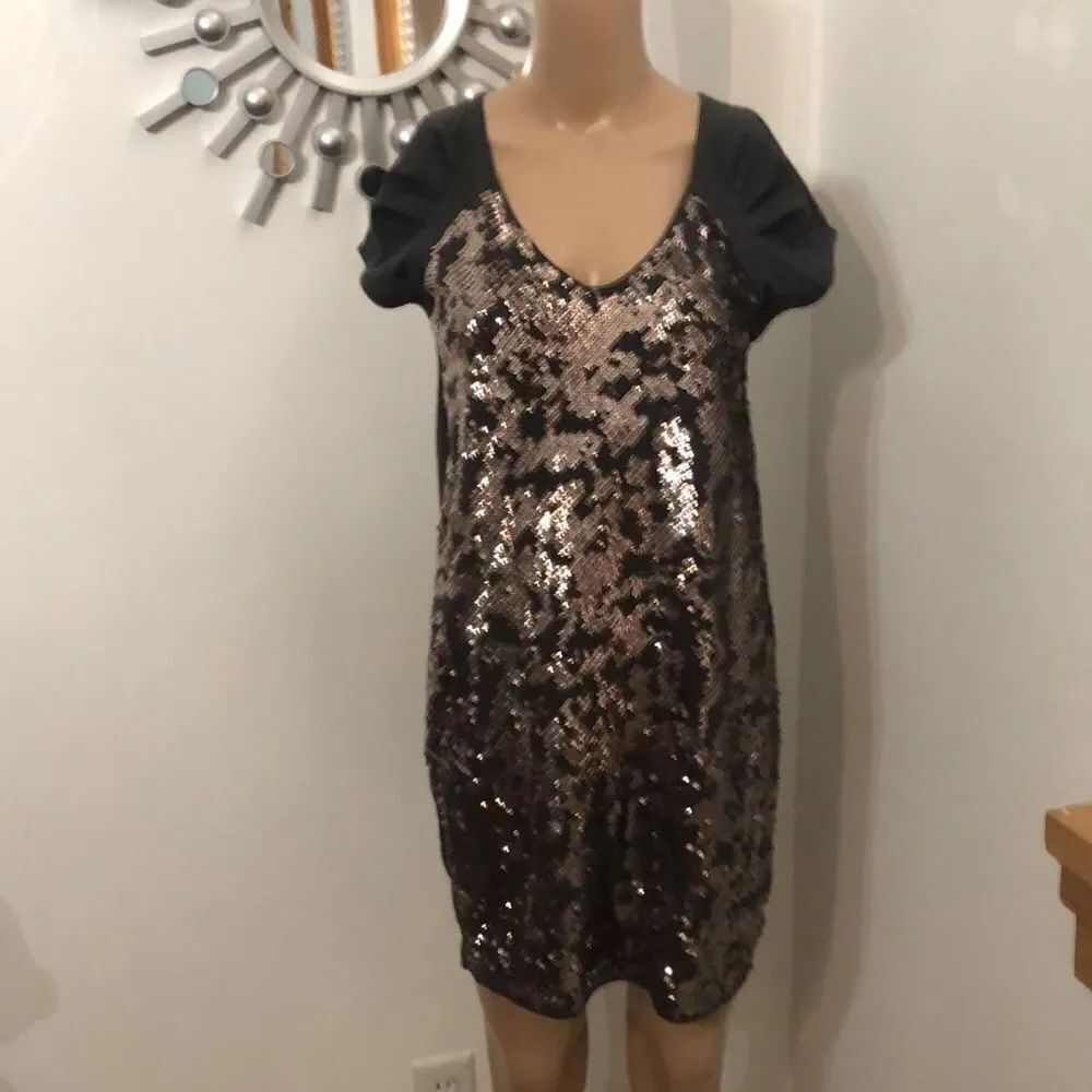 DKNY Sequin Mini Dress Grey Women’s Size Extra Small Short Sleeve Shirt